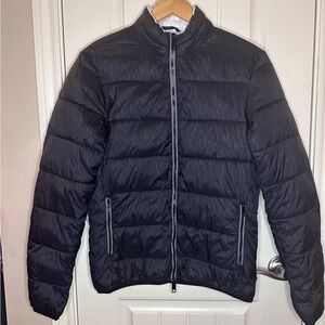 Armani Exchange tone on tone all over logo puffer jacket